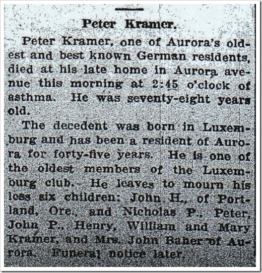KREMER, Peter - Obituary 1