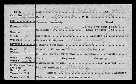 1915 South Dakota Census